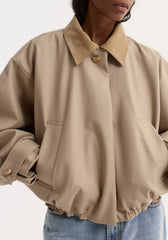 Suede Collar Blouson Jacket - Sand