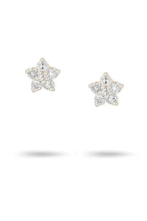 Paris Super Tiny Diamond Flower Posts - 14K Yellow Gold (By Special Order)