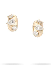 Diamond Wide Huggie Hoops - 14K Yellow Gold