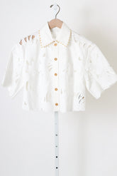 Mahon Embroidered Crop Shirt - Ivory