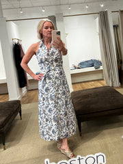 Mackey Paisley Halter Midi Dress - Dove White Multi