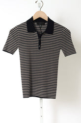 Gemmatta Stripe Polo - Dark Navy/Brown Stripe