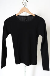 Pointelle Slim Fit Long Sleeve - Black