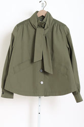 Rainproof Twill Short Peacoat - Khaki