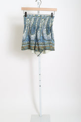 Arcadia Paisley Shirred Waist Short - Lazuli