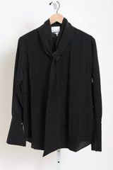Shirt with Scarf - Black and White Micro Dots
