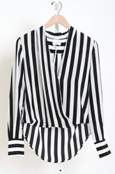 Criss Cross Shirt - White/Black Stripes