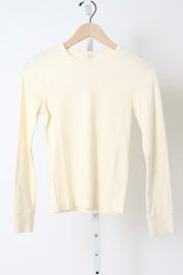 The Baby Rib Scallop Long Sleeve - Creme