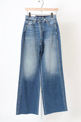 Taylor Crossover-Waistband Wide-Leg Jean - City Lights