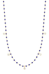 21.7" Mini Gigi 5 Diamond Necklace - Lapis + Yellow Gold