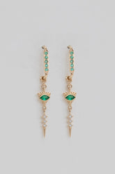 Eye Emerald and Dangling Details Earrings