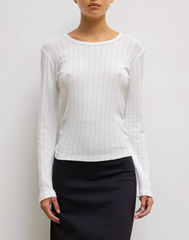 Pointelle Slim Fit Long Sleeve - White