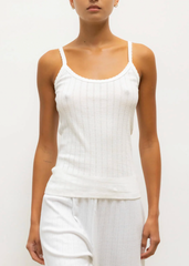 Pointelle Tank - White