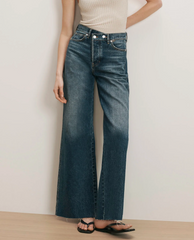 Taylor Crossover-Waistband Wide-Leg Jean - City Lights
