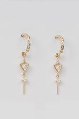 Triangle Moonstone and Diamonds Hoop Earrings (Pair)