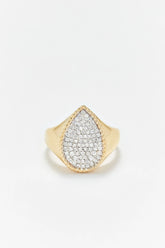 Chevalière Poire Diamants - Or Jaune - Size 4-1/2