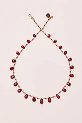 Elston Drops & Beads Necklace - Red Garnet