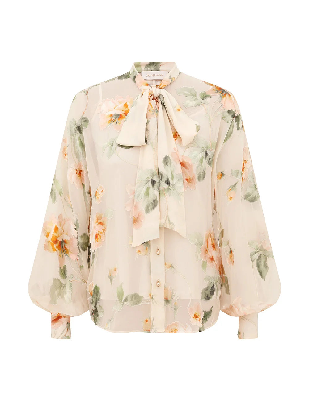 Carousel Burnout Blouse - Cream Rose