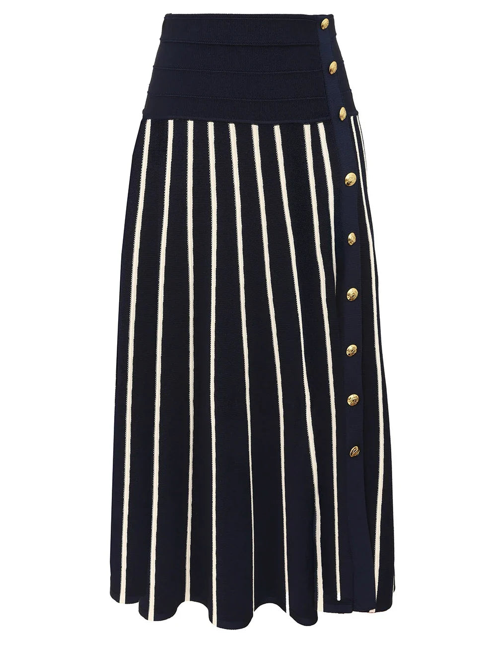 Luna Striped Midi Skirt - Navy / Cream