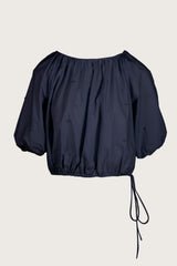Lotus Embroidered Top - Navy