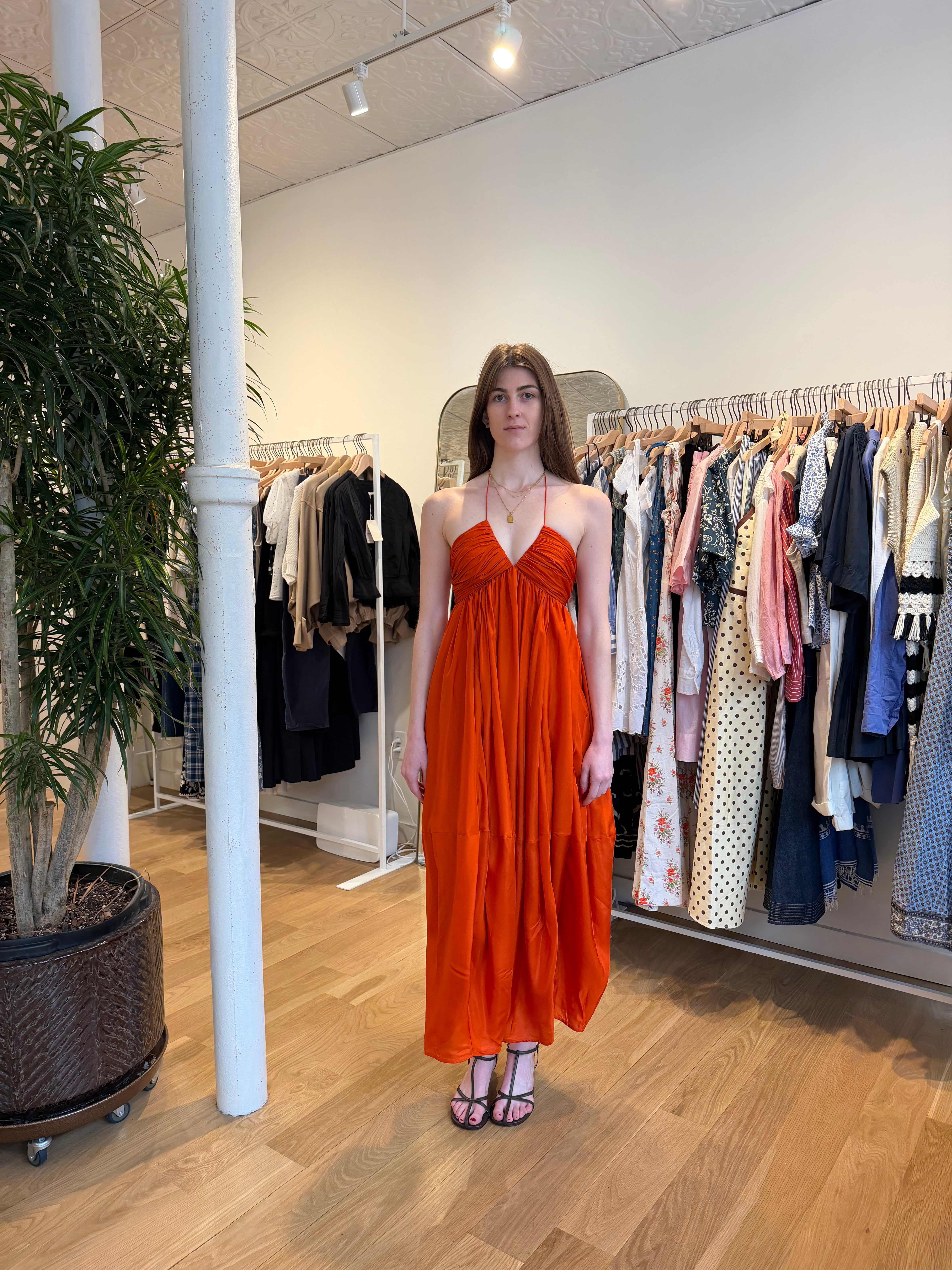 Mahon Halter Maxi Dress - Tangerine