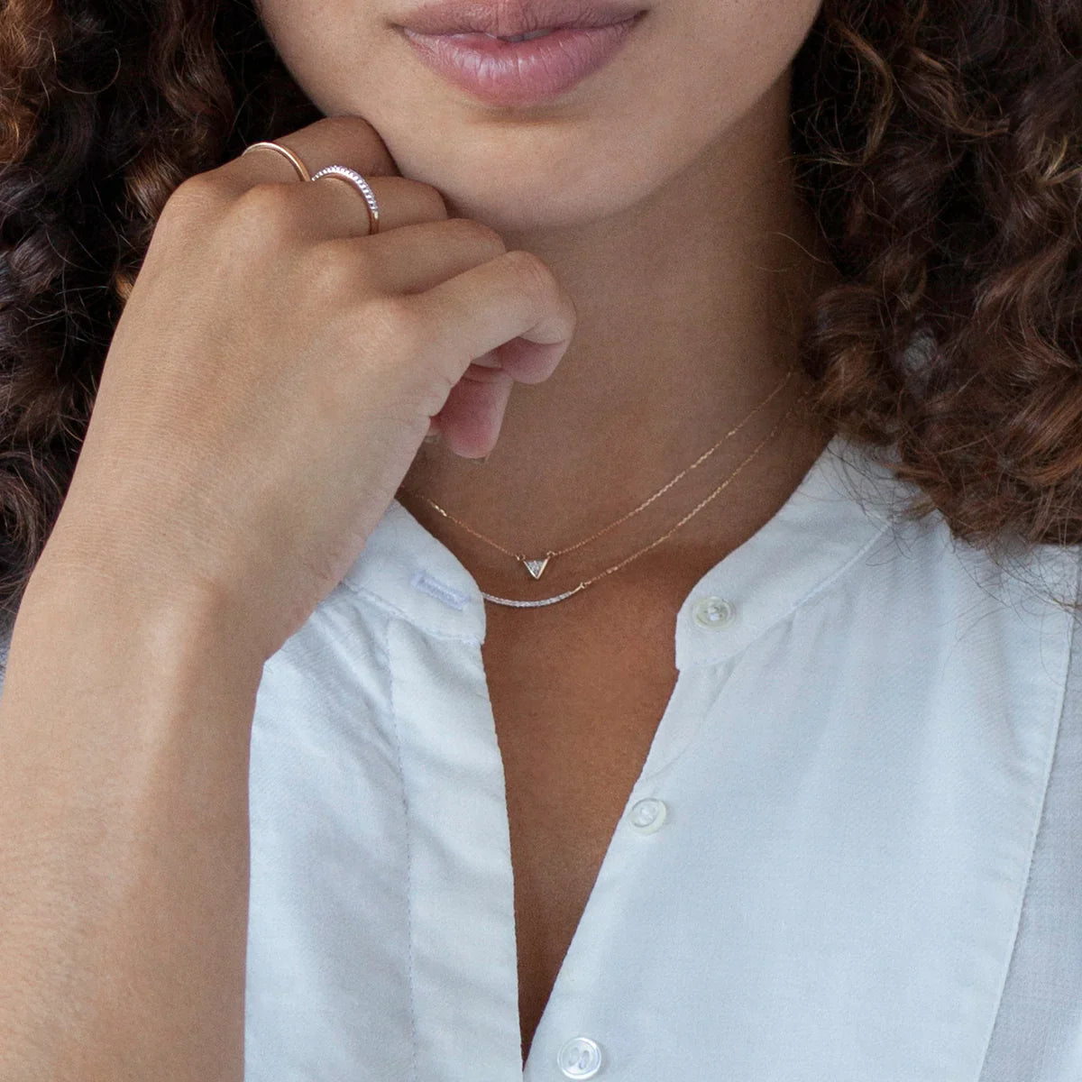 Large Pavé Curve Necklace - 14K Yellow Gold (By Special Order)