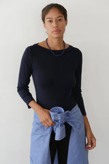 The Baby Rib Boat Neck - Navy