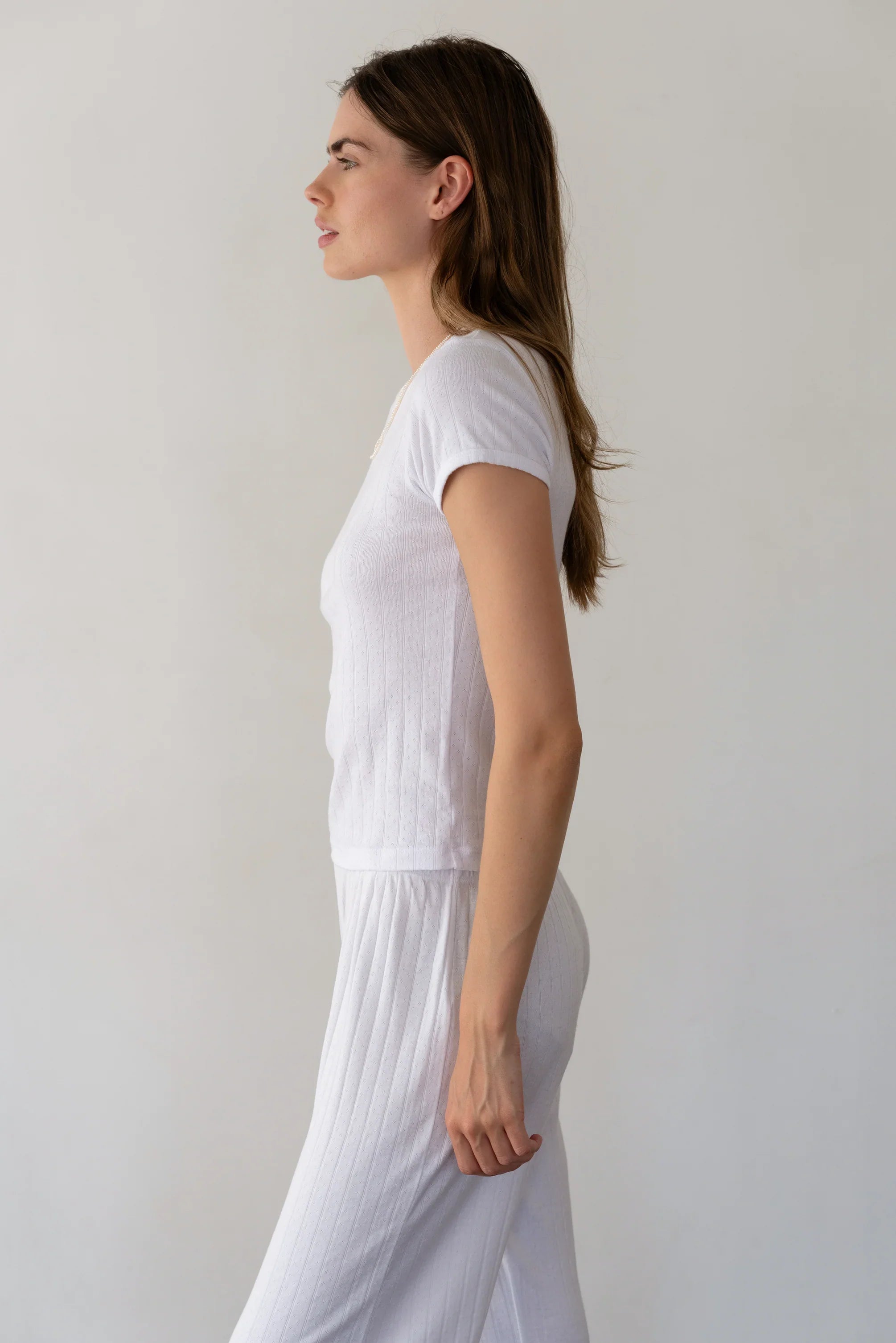 The Pointelle Baby Tee - Powder
