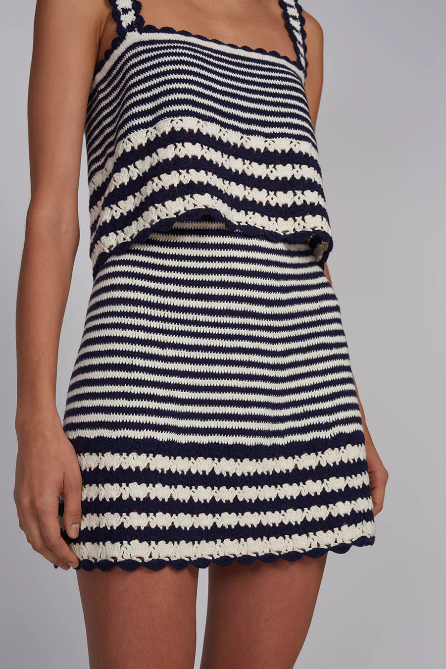Tatum Crochet Mini Skirt - Ivory / Navy