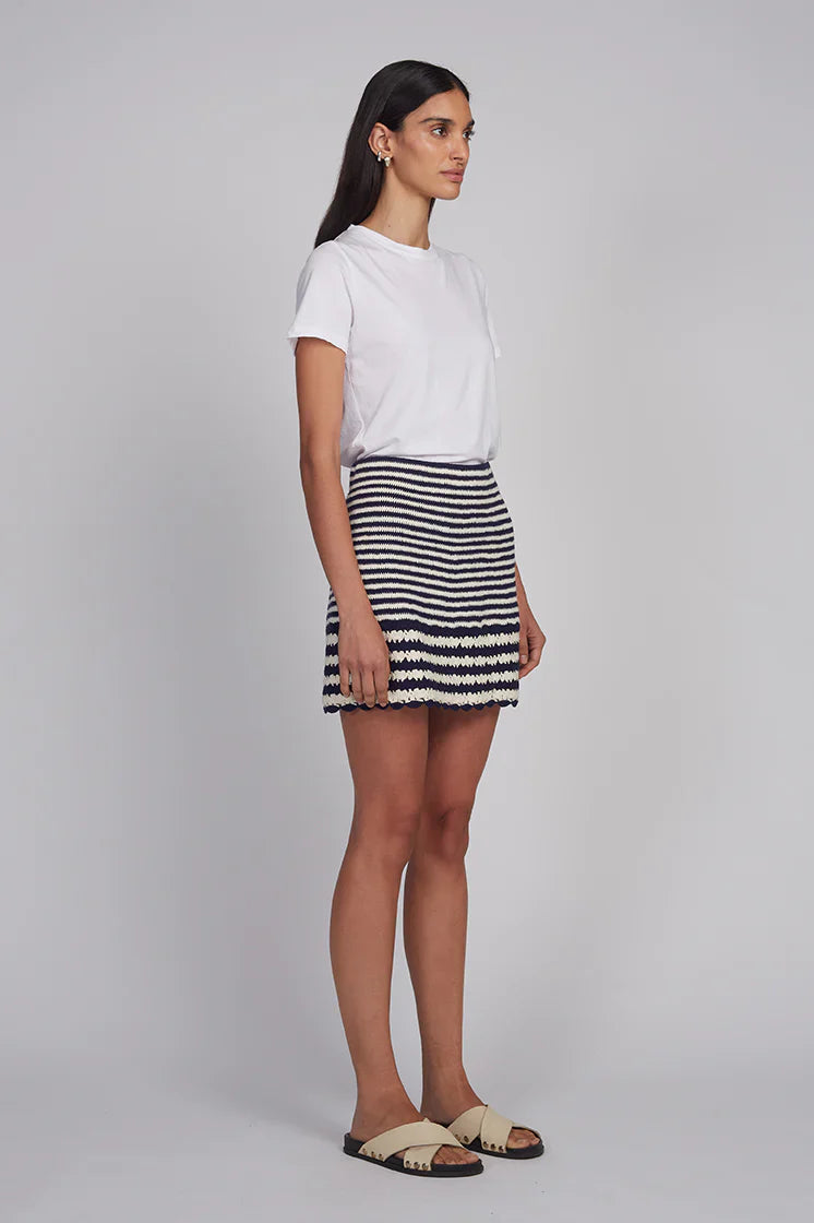 Tatum Crochet Mini Skirt - Ivory / Navy