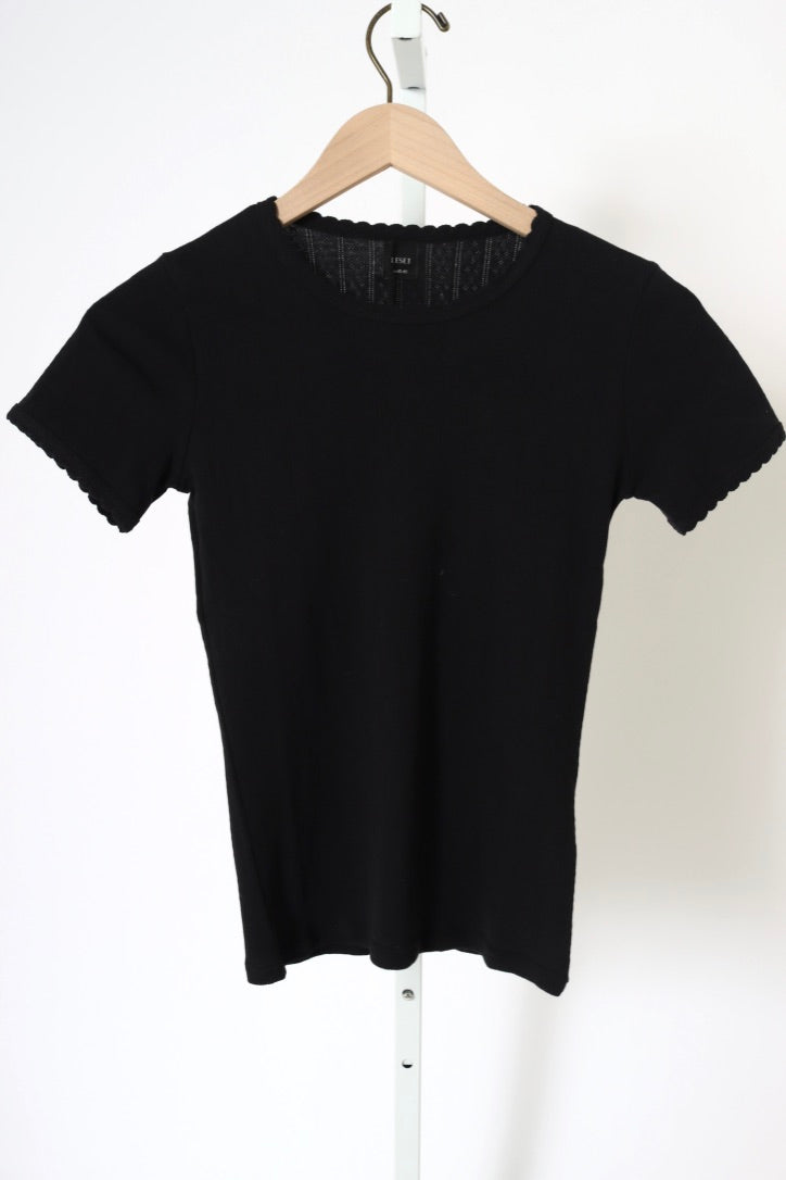 Pointelle Slim Fit Tee - Black