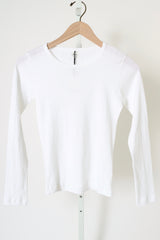 Pointelle Slim Fit Long Sleeve - White