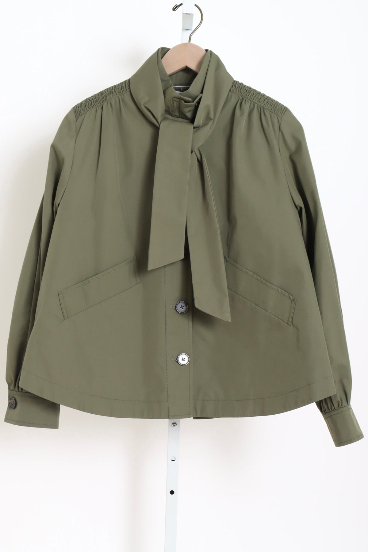 Rainproof Twill Short Peacoat - Khaki