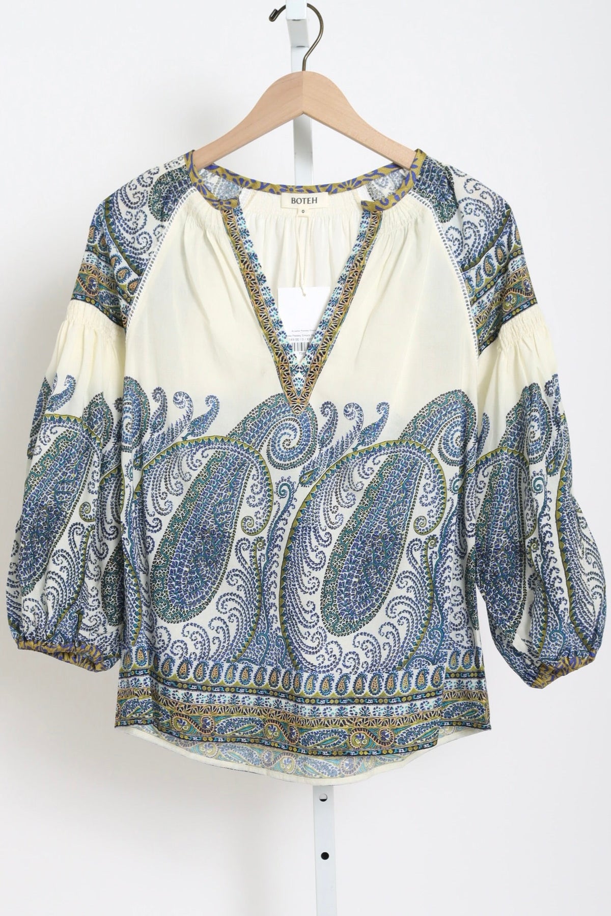 Arcadia Paisley Smock Blouse - Lazuli