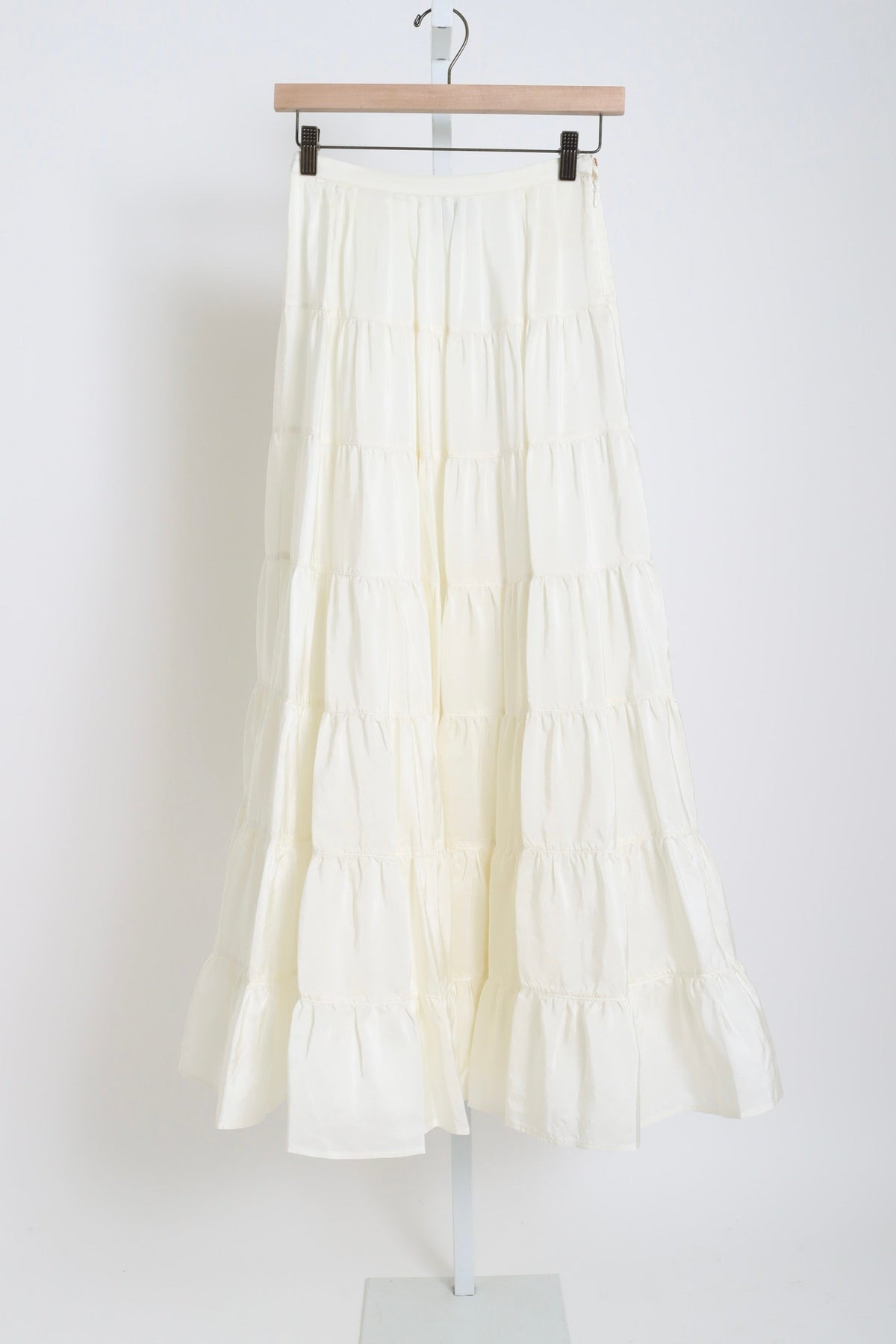 14865_My Skirt - Habotai Silk Flounced Skirt - Butter