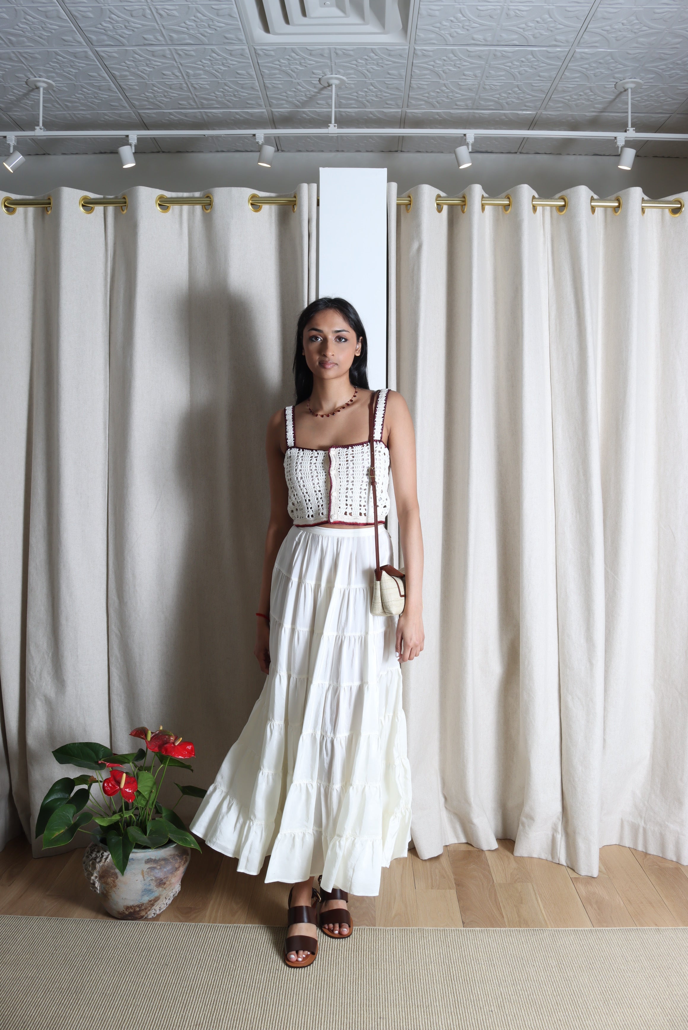 14865_My Skirt - Habotai Silk Flounced Skirt - Butter