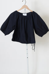 Lotus Embroidered Top - Navy