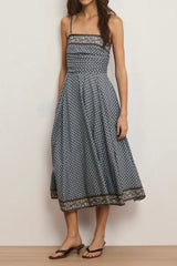 Lana Scarf-Print Midi Dress -  Blue Jay Multi