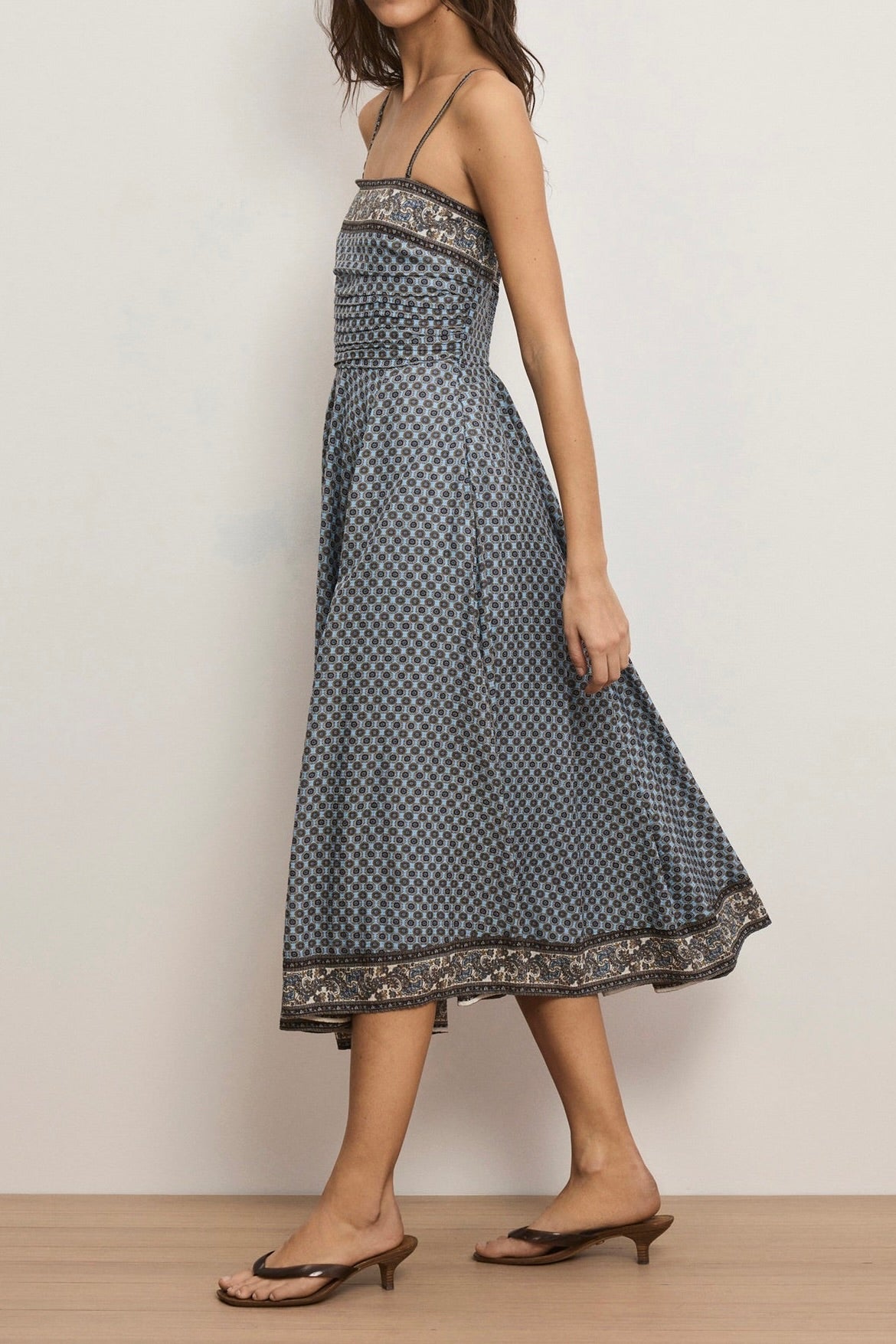 Lana Scarf-Print Midi Dress -  Blue Jay Multi