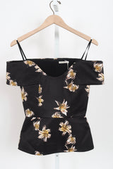 Souline Top -  Festive Lilies - Black & Yellow