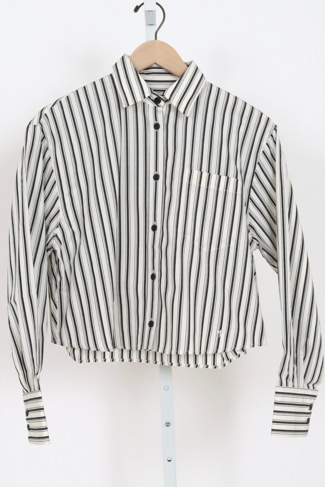 Cropped Shirt - Ivory Stripe