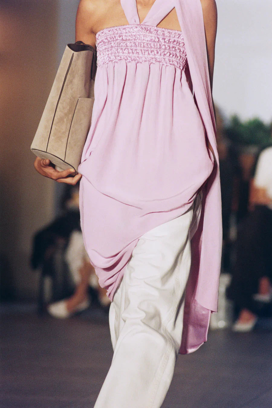 Empire Halter Dress - Powder Pink