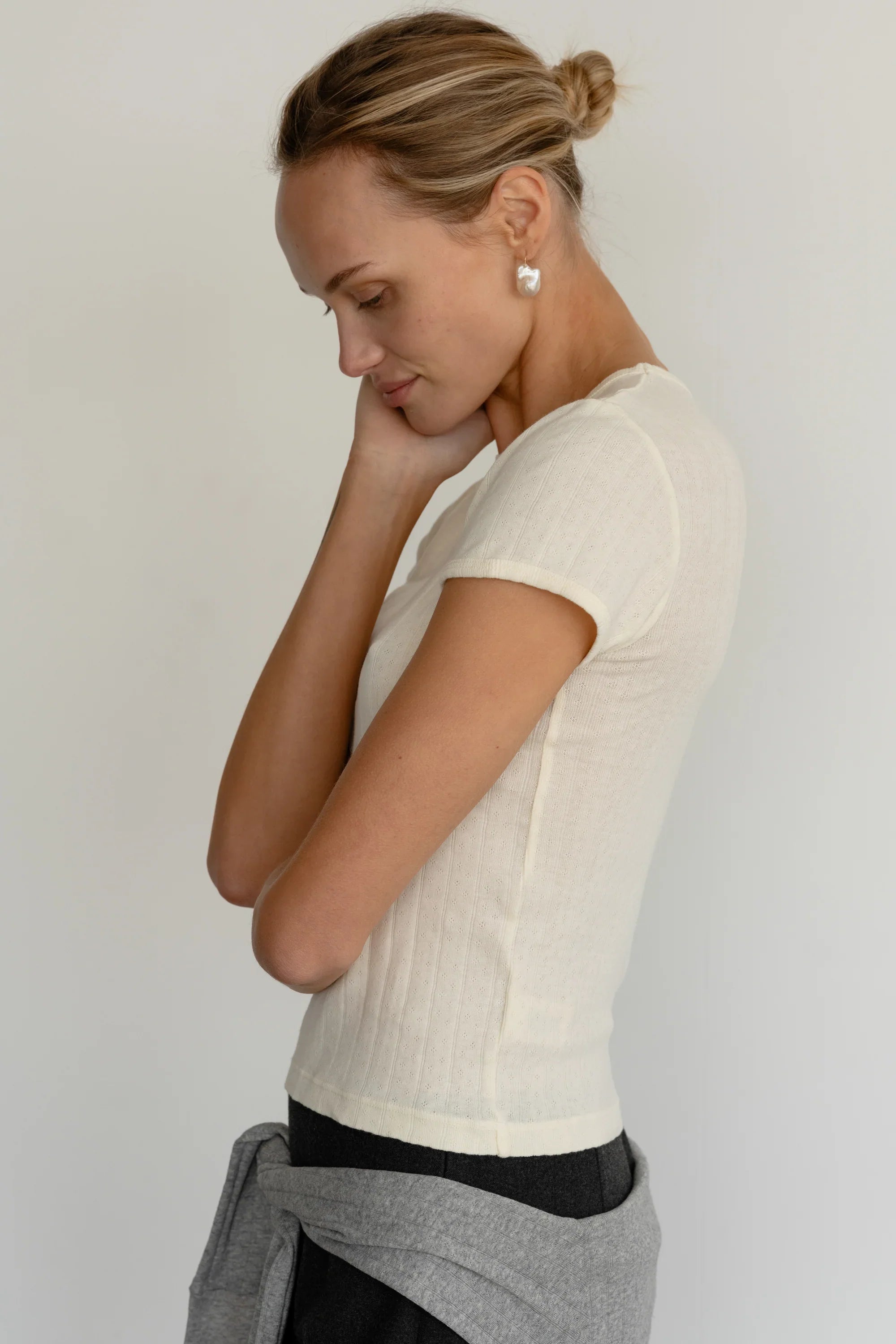 The Pointelle Baby Tee - Espresso