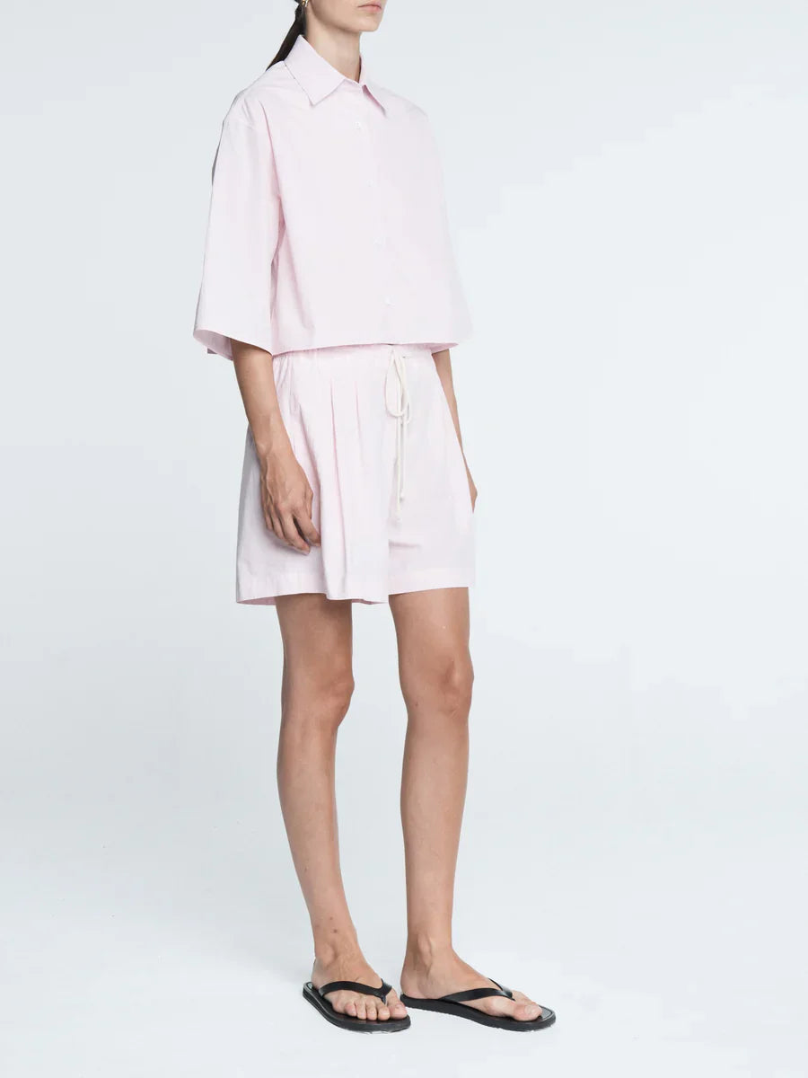 Drawstring Pleat Front Short - Blush Pink