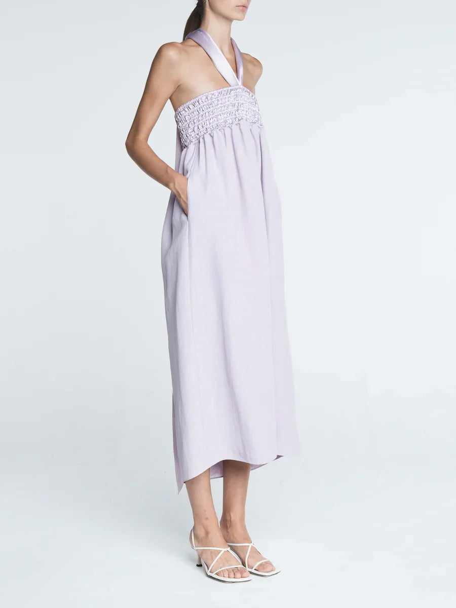 Empire Halter Dress - Powder Pink