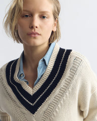 Suneel Sweater - Ecru / Dark Navy