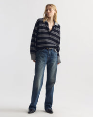 Galvez Stripe Polo - Dark Navy/Grey Stripe