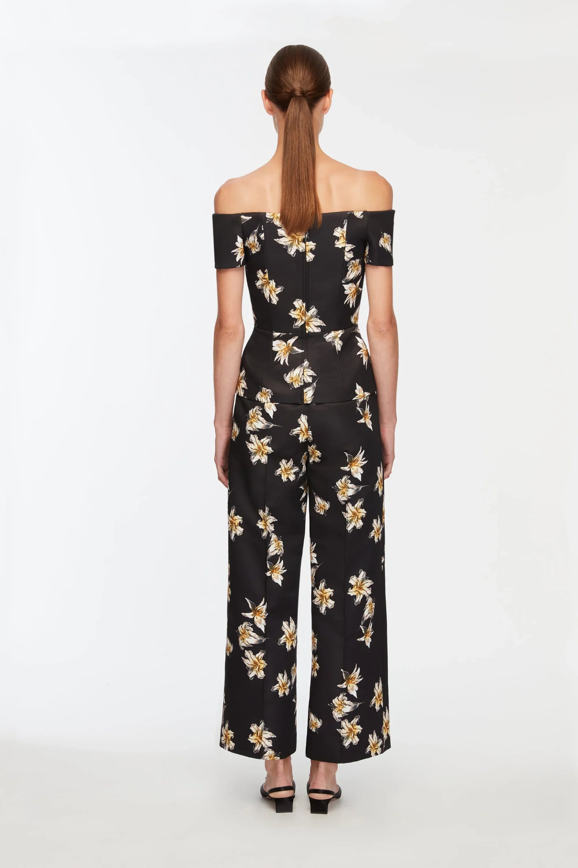 Souline Top -  Festive Lilies - Black & Yellow