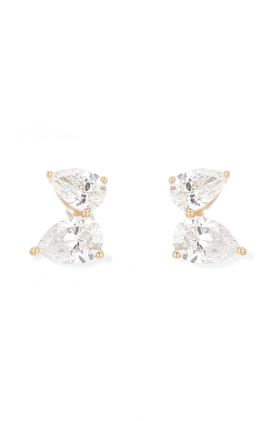 2 Diamond Petal Posts - Lab Grown - 14K Yellow Gold (By Special Order)