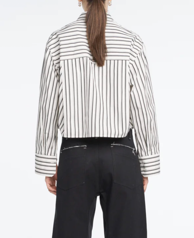 Cropped Shirt - Ivory Stripe